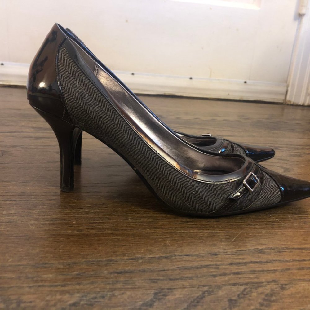 Brown pointed heels